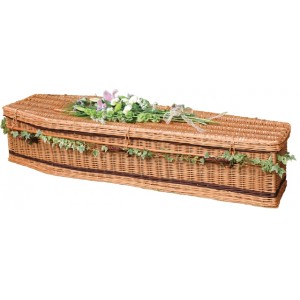 Autumn Gold Wicker / Willow Toffee Brown (Traditional Style) Coffin ** Exceptional Quality **